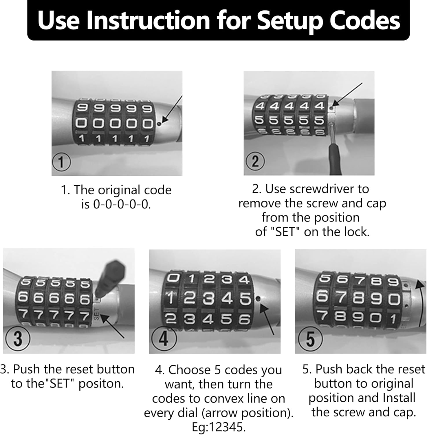 5 Combination Security Tire Lock